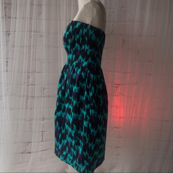 SHOSHANNA Strapless Green/Purple/Black Dress Women Size 10 - Picture 3 of 17